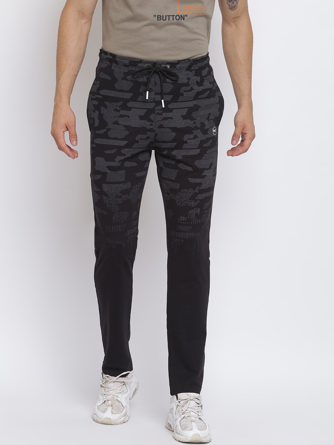 

MKH Men Black & Grey Printed Track Pants