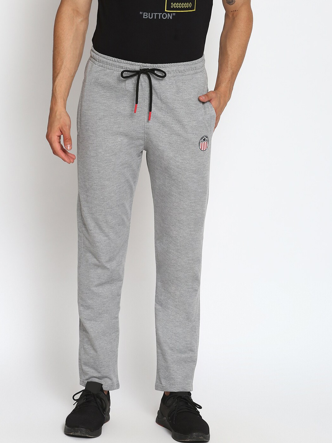 

MKH Men Grey Melange Solid Track Pants
