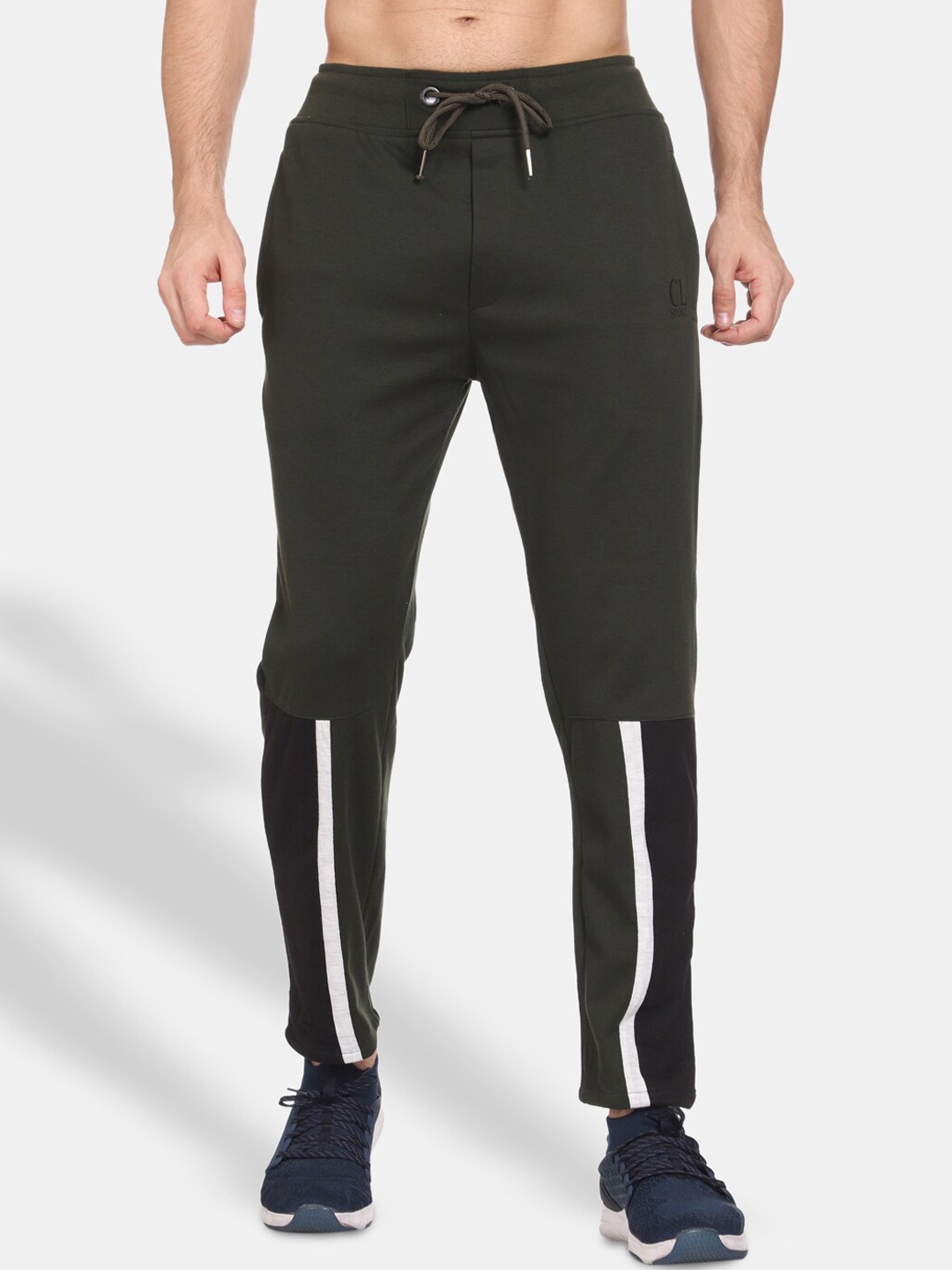 

CL SPORT Men Olive Colourblocked Track Pants