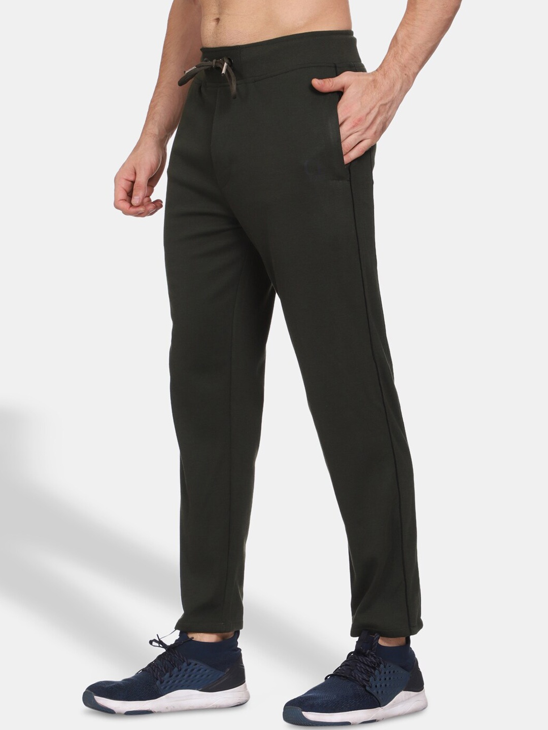

CL SPORT Men Olive Green Solid Track Pants