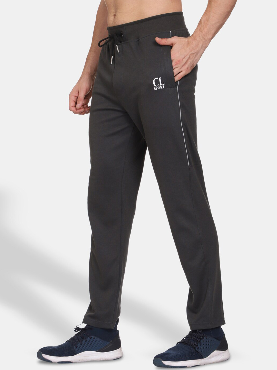 

CL SPORT Men Grey Solid Track Pants
