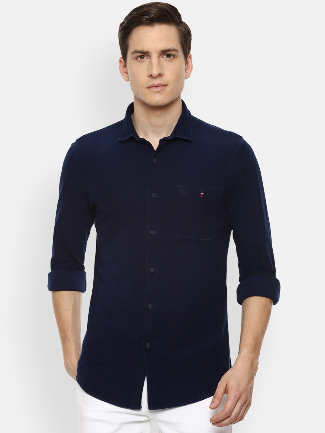 

Louis Philippe Jeans Men Navy Blue Slim Fit Cotton Casual Shirt