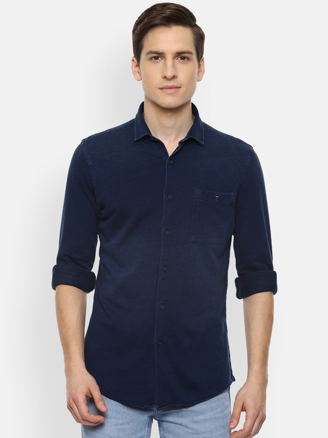 

Louis Philippe Jeans Men Navy Blue Slim Fit Cotton Casual Shirt