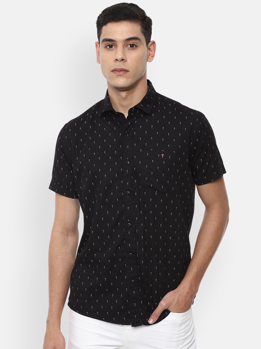 

Louis Philippe Jeans Men Black Slim Fit Printed Cotton Casual Shirt