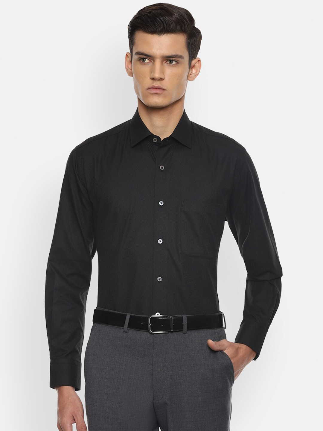 

Luxure by Louis Philippe Men Black Cotton Formal Shirt