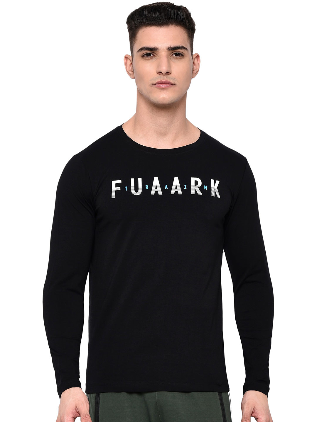 

FUAARK Men Black Typography Printed Dri-FIT Training T-shirt