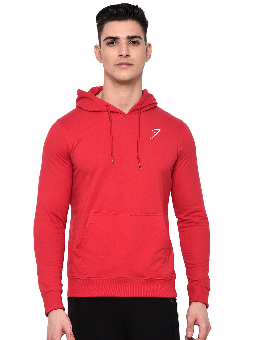 

FUAARK Men Red Hooded Sweatshirt