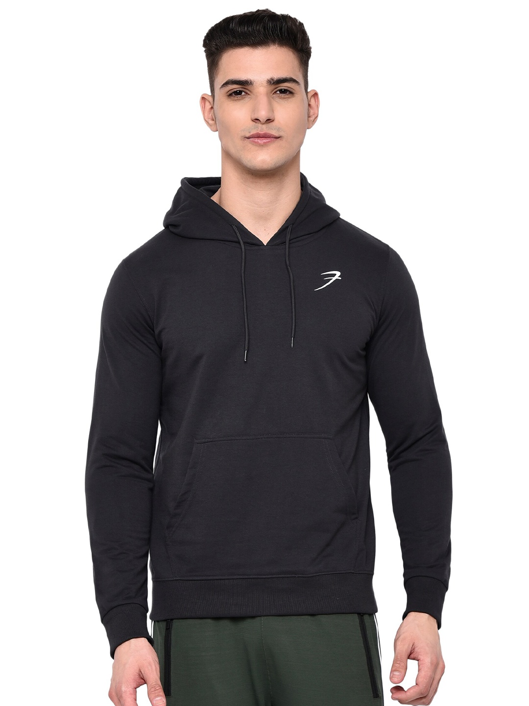 

FUAARK Men Grey Hooded Sweatshirt
