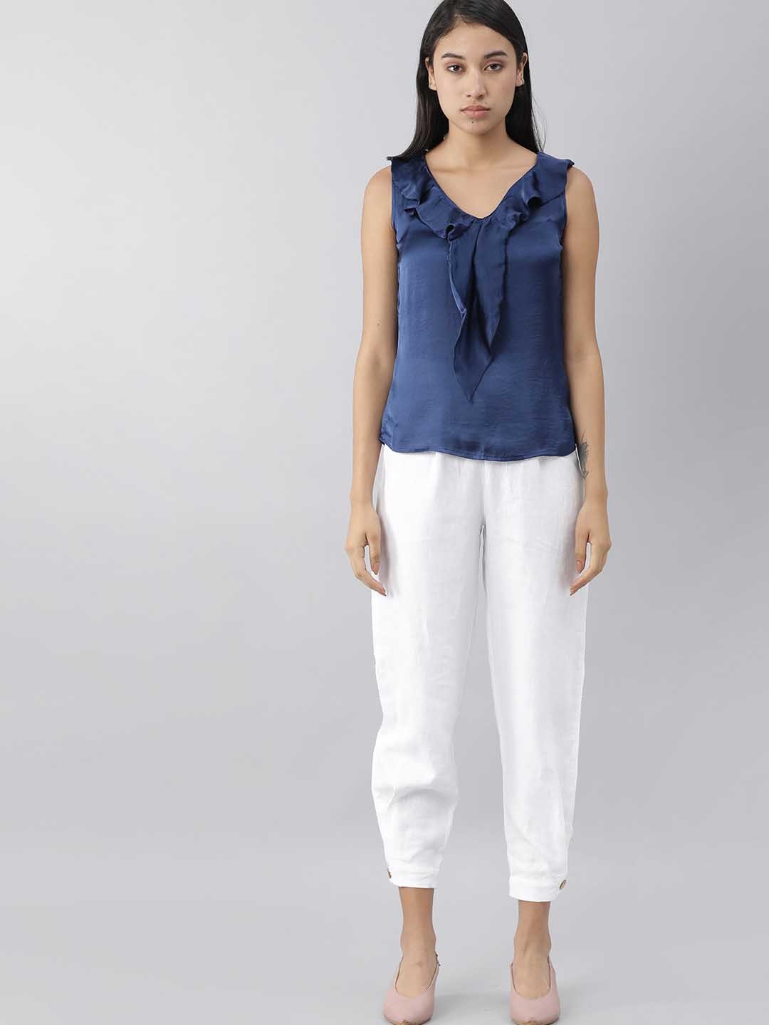 

RAREISM Women White Pure Cotton Trousers