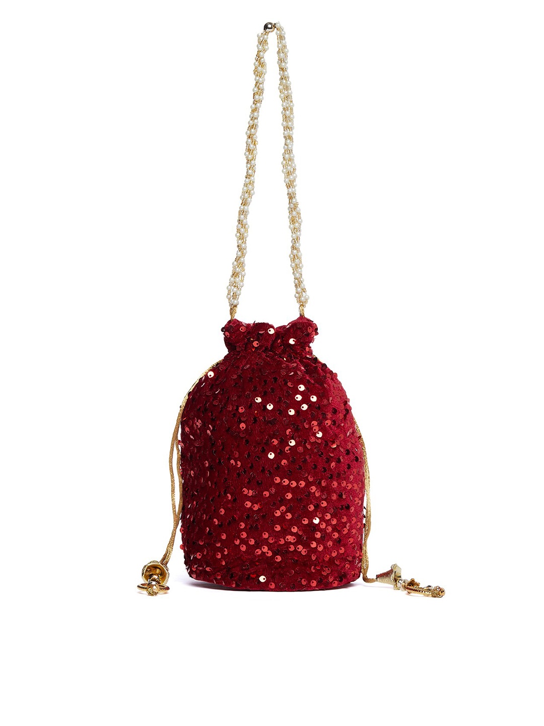 

Athena Red Embroidered Potli Clutch