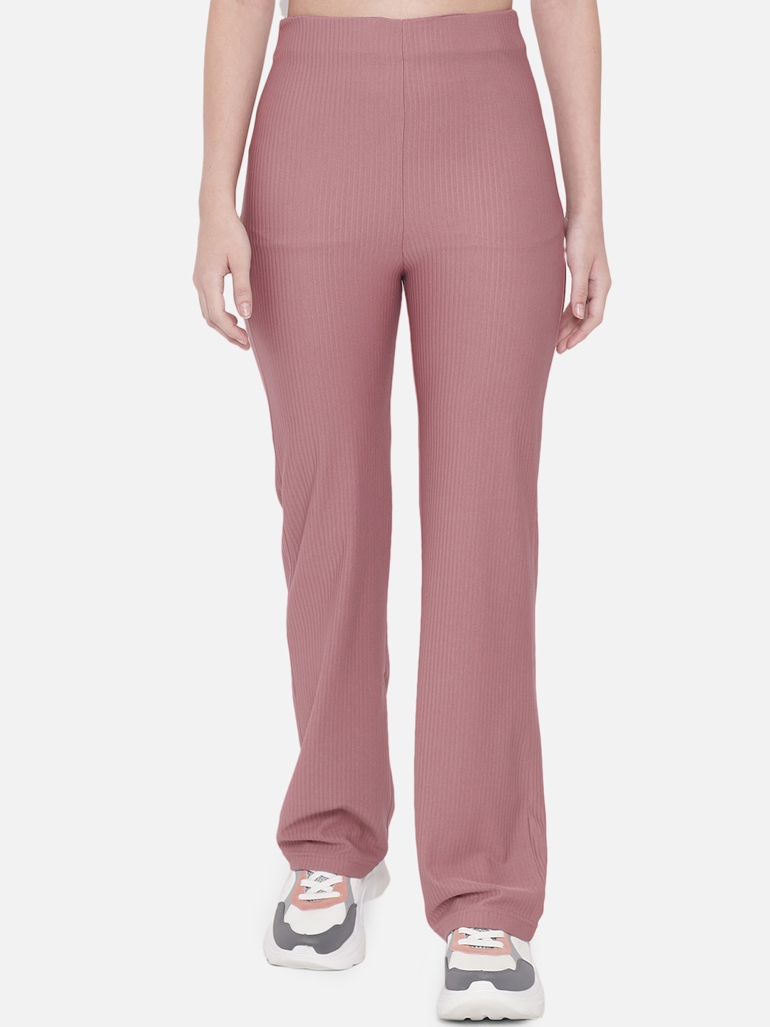 

Orchid Blues Women Pink Striped High-Rise Trousers