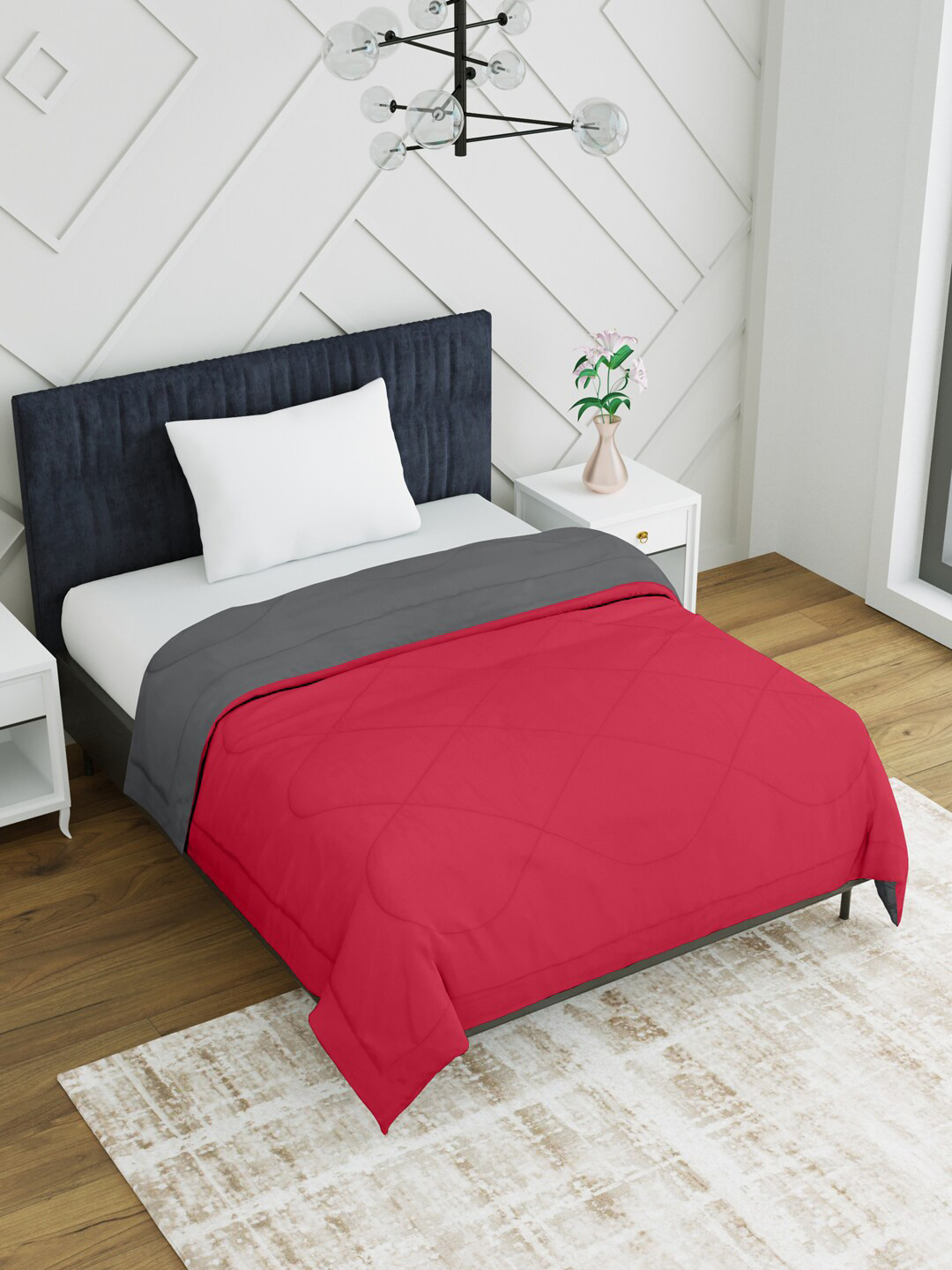 

EverHOME Magenta & Grey Microfiber Mild Winter Single Bed Comforter