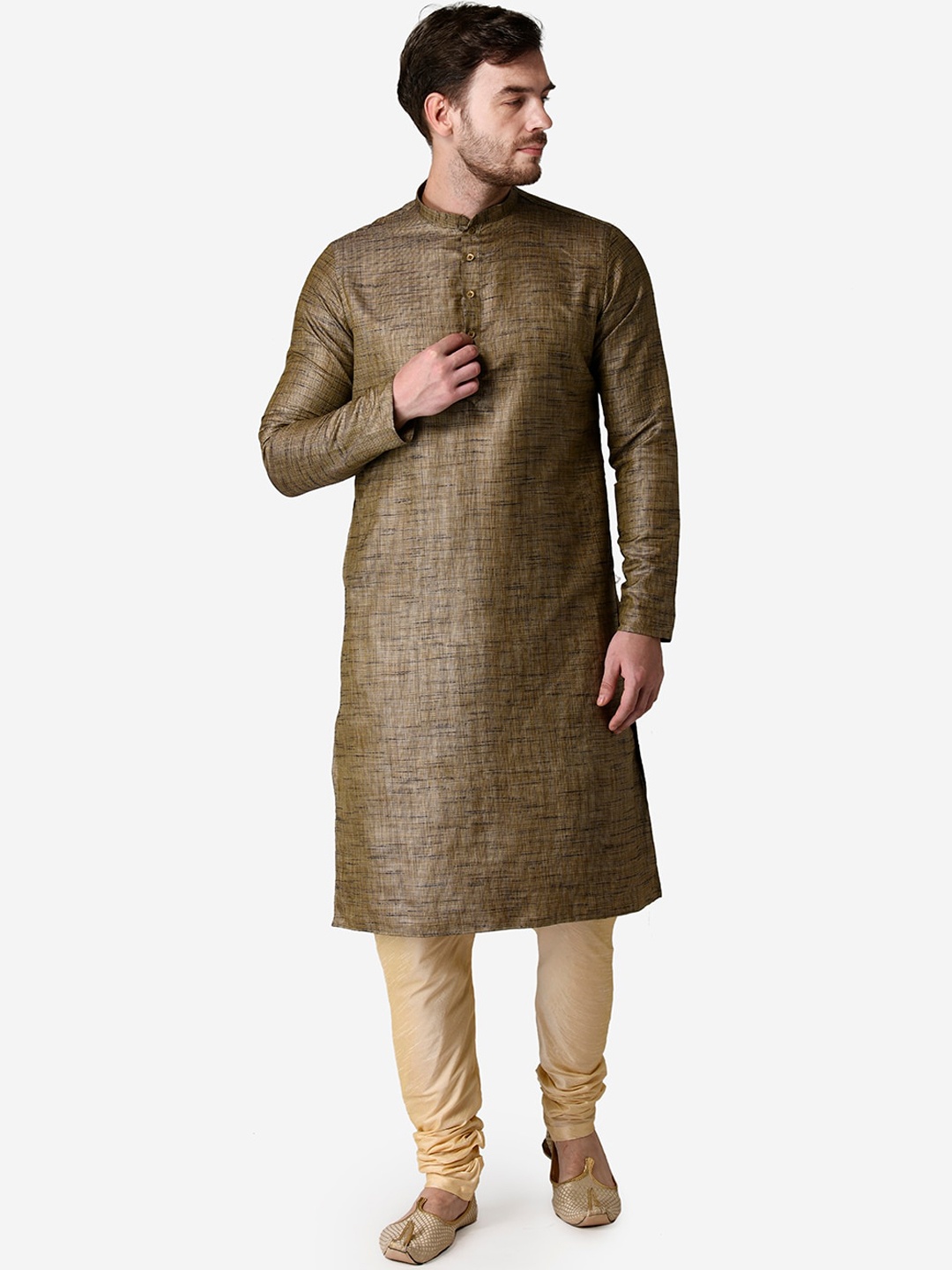 

TABARD Men Silk blend Plain Kurta, Black