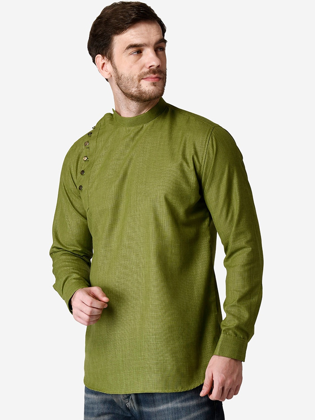 

TABARD Men Cotton Plain Kurta, Green