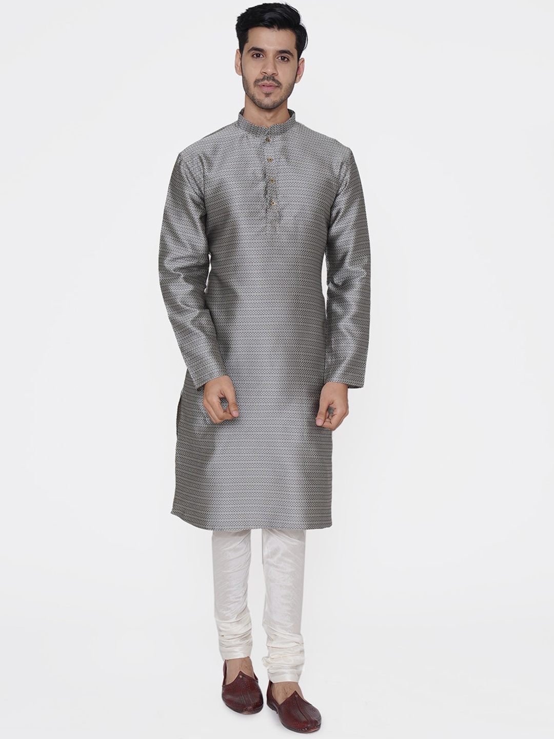 

TABARD Men Grey Jacquard Printed Kurta