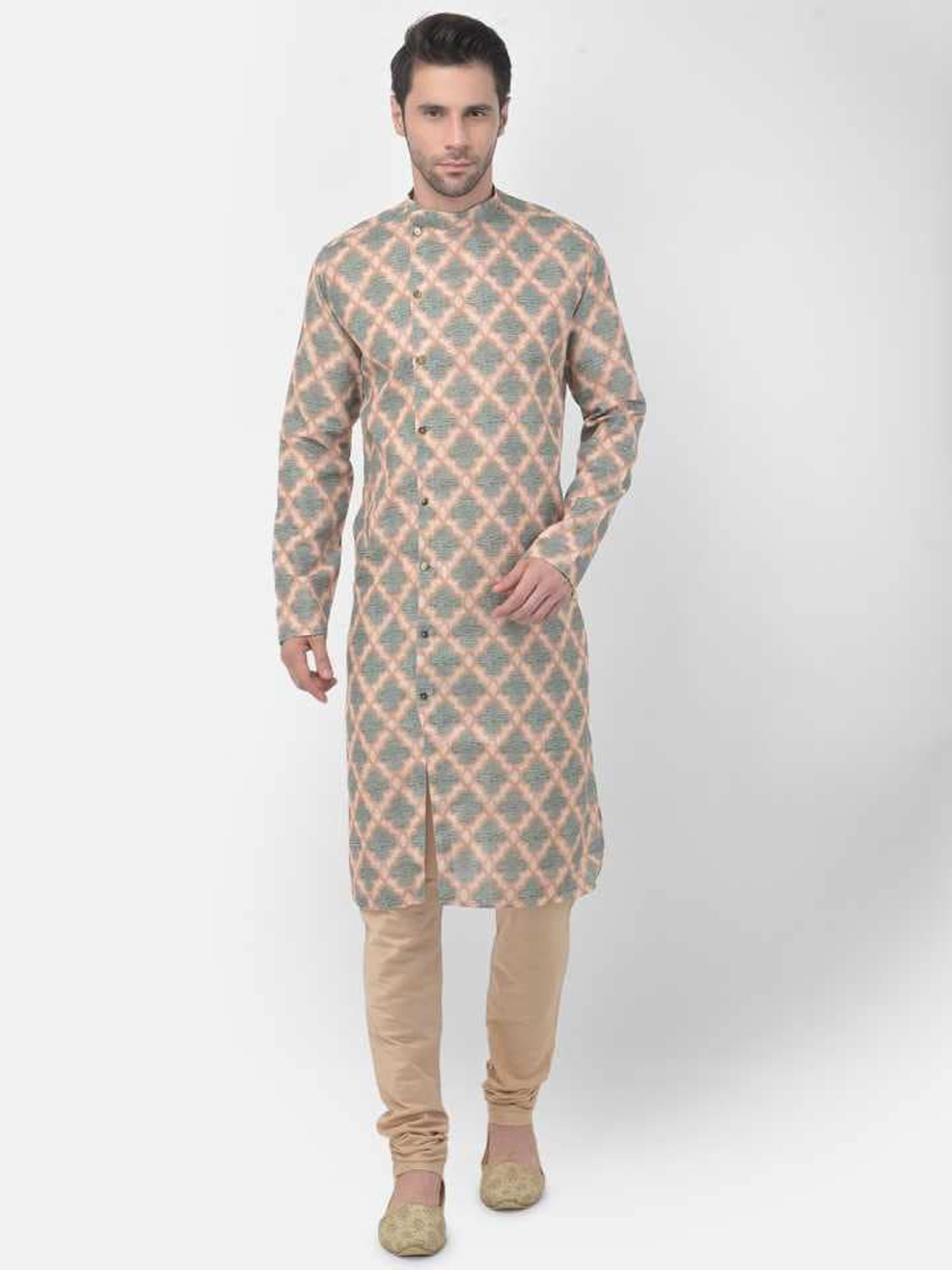 

TABARD Men Green Printed Cotton Kurta