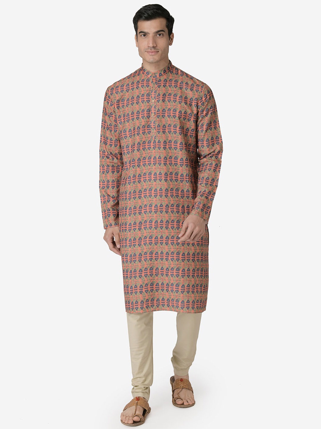

TABARD Men Cotton Printed Kurta, Orange