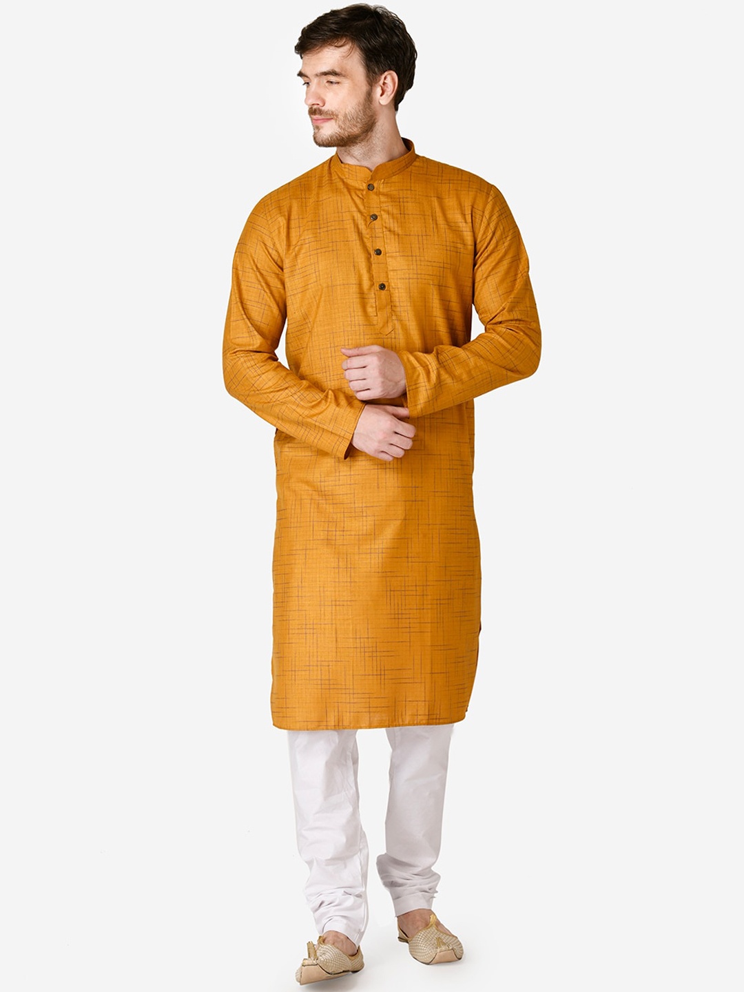 

TABARD Men Yellow Printed Kurta