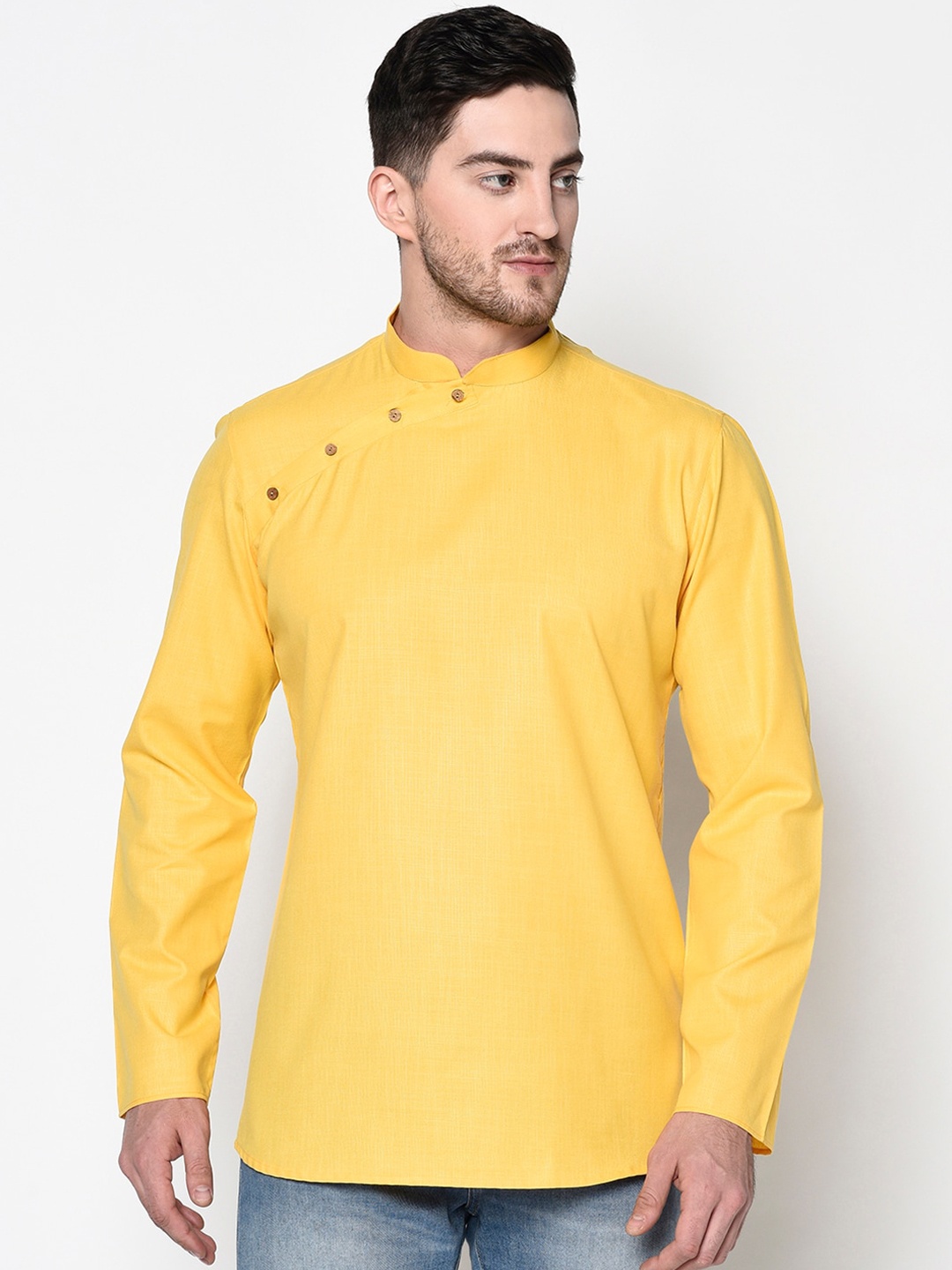 

TABARD Men Solid Cotton Kurta, Yellow