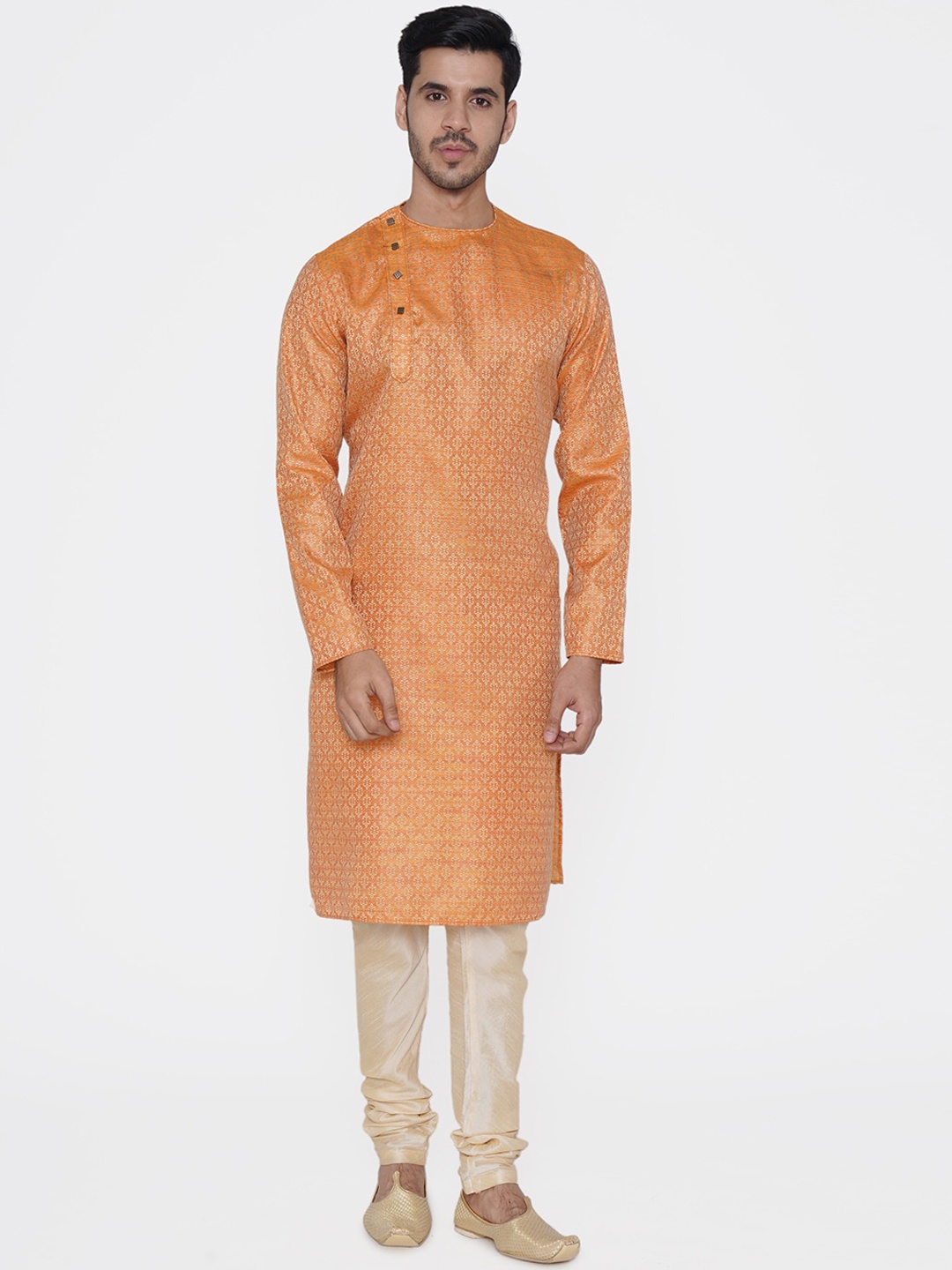 

TABARD Men Orange Ethnic Motifs Woven Design Jacquard Kurta