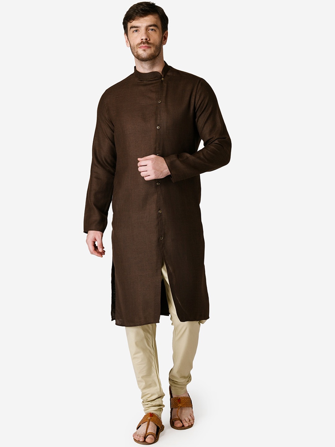 

TABARD Men Brown Solid Cotton Kurta