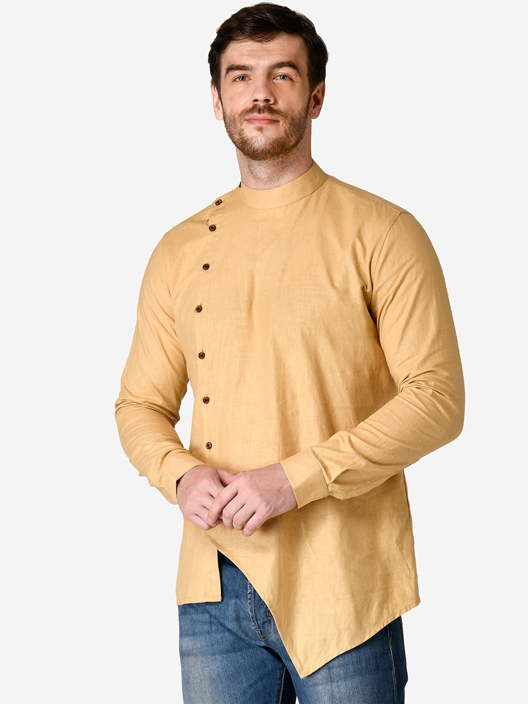 

TABARD Men Cotton Plain Kurta, Beige