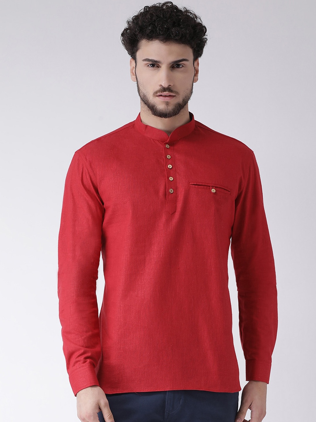 

TABARD Men Cotton Straight Kurta, Red