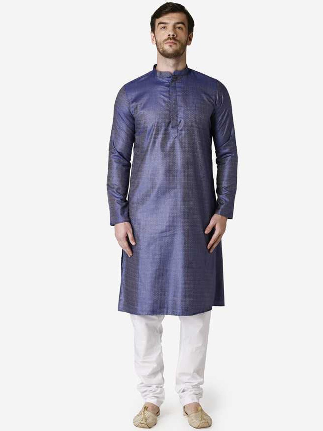 

TABARD Men Blue Woven Design Jacquard Kurta