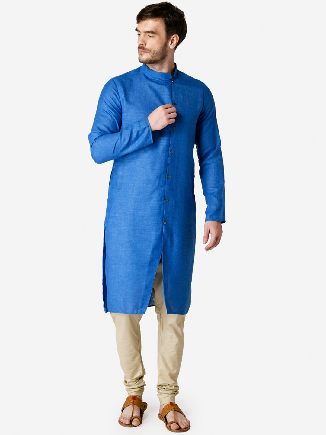 

TABARD Men Cotton Plain Kurta, Blue