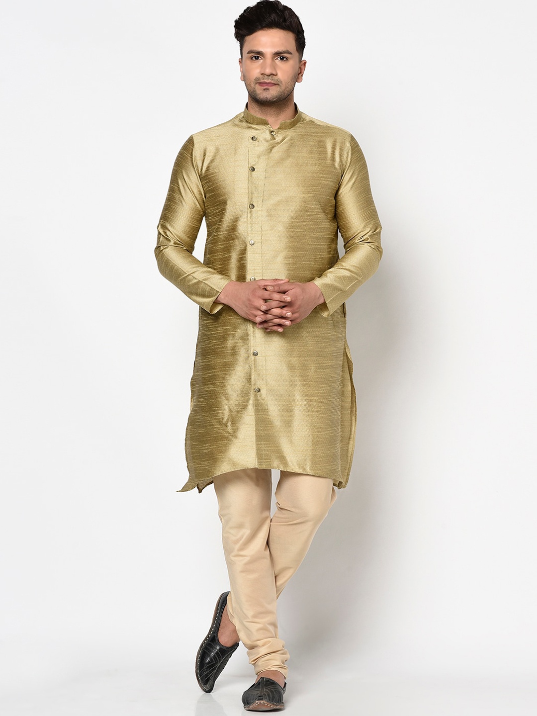 

TABARD Men Beige Woven Design Jacquard Kurta