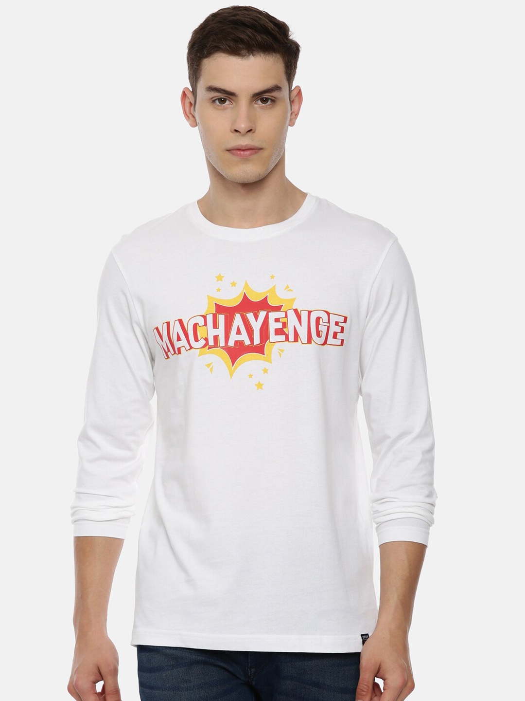 

3PIN Men White Typography Printed T-shirt
