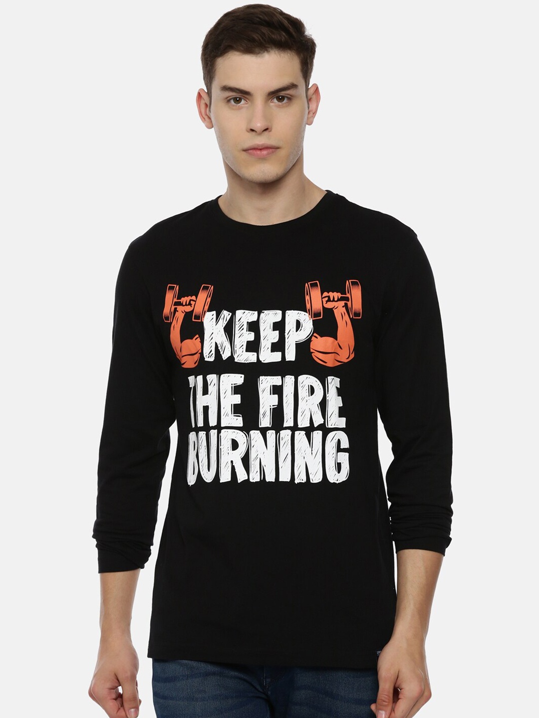 

3PIN Men Black Typography Printed T-shirt