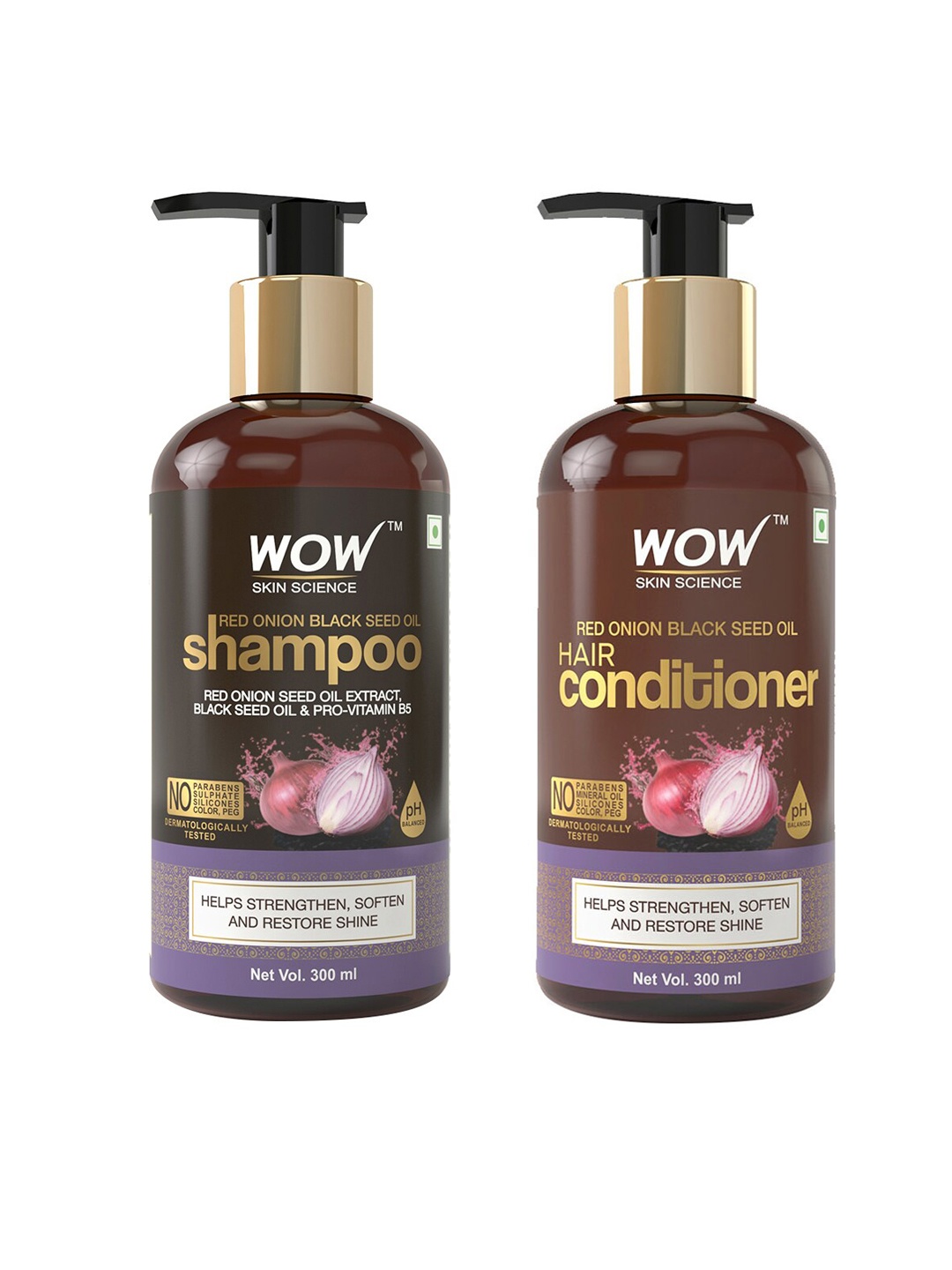 

WOW SKIN SCIENCE Set of Onion Black Seed Oil Shampoo & Conditioner - 600 ml, Brown