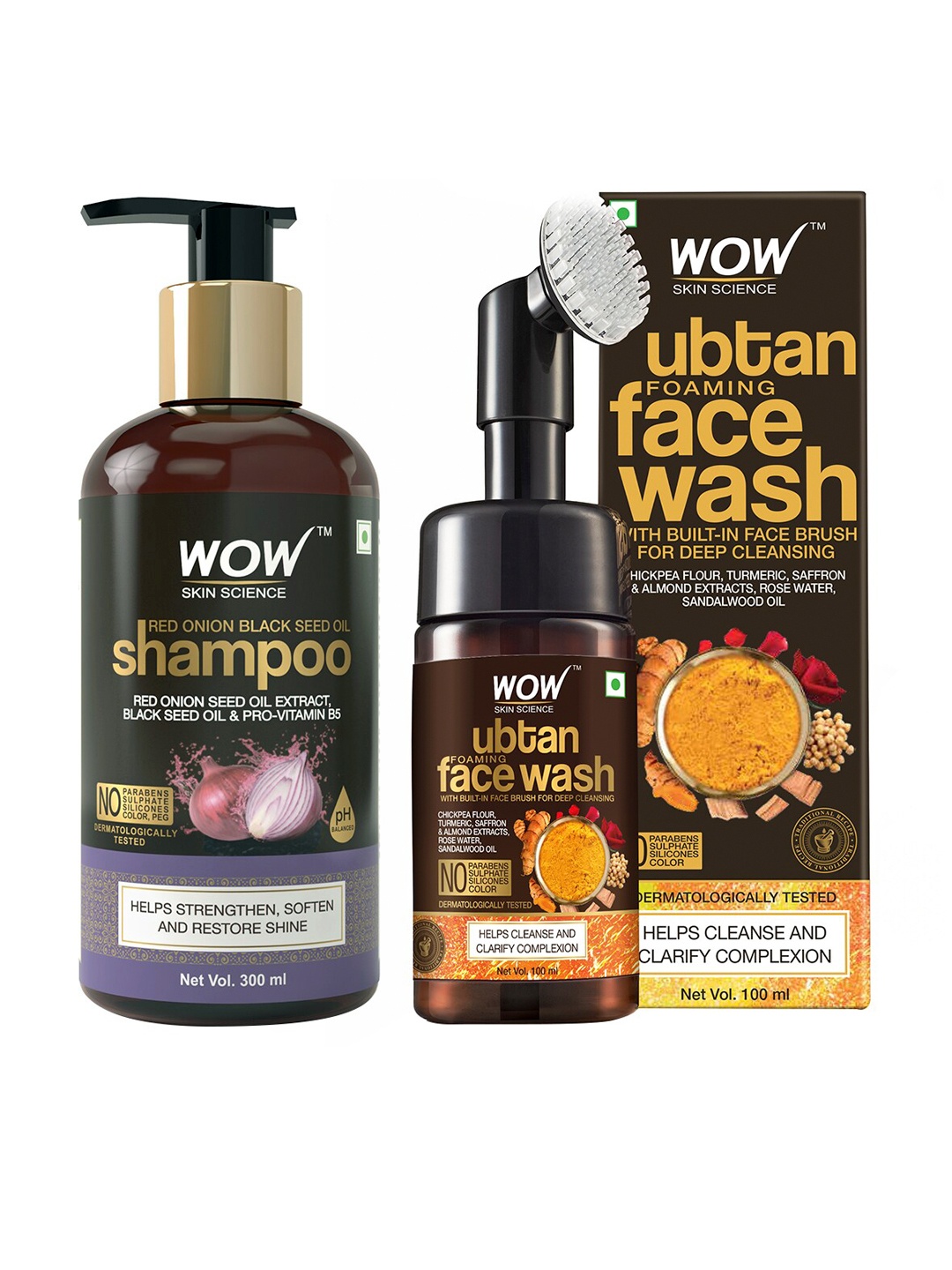 

WOW SKIN SCIENCE Set of Shampoo & Face Wash, Brown