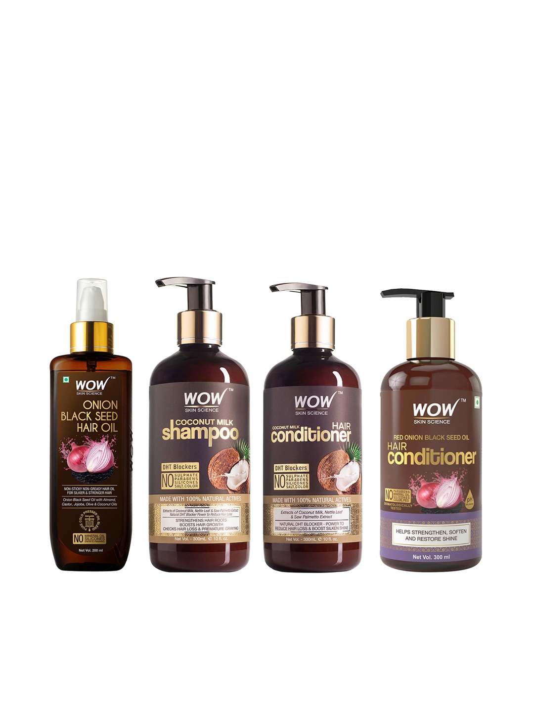 

WOW SKIN SCIENCE Set of 2 Conditioner- Hair Oil- 1 Shampoo, Brown