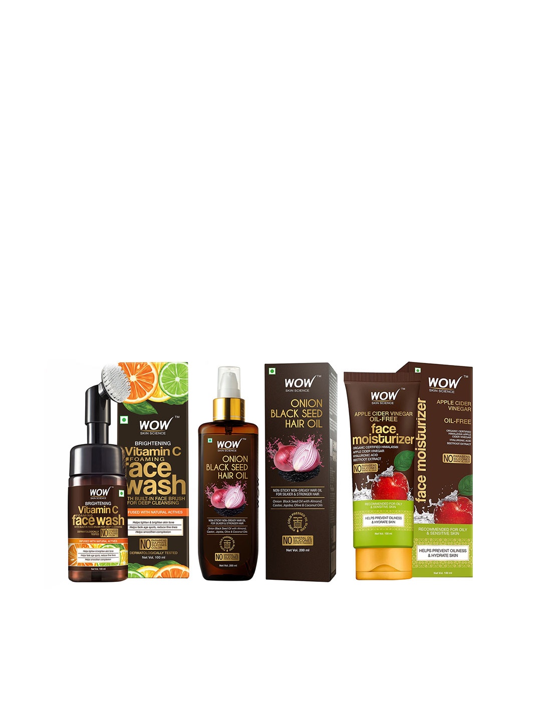 

WOW SKIN SCIENCE Set of Hair Oil - Face Moisturizer & Face Wash, Brown