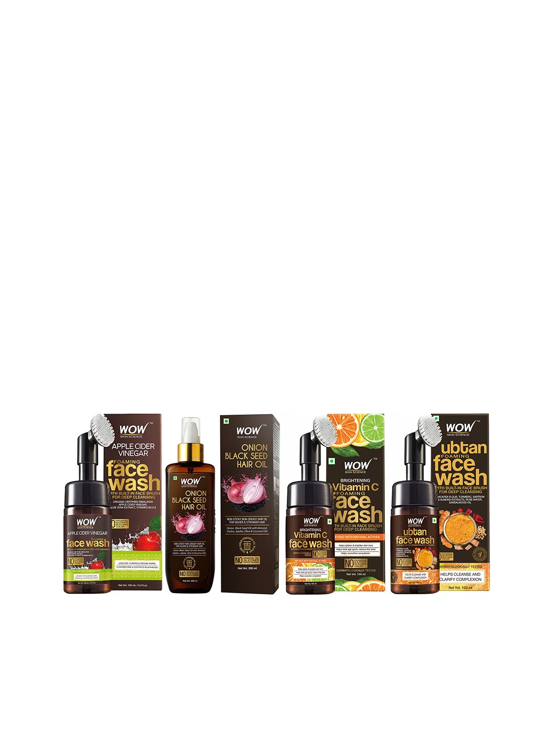 

WOW SKIN SCIENCE Set of 3 Face Washes & 1 Hair Oil, Brown