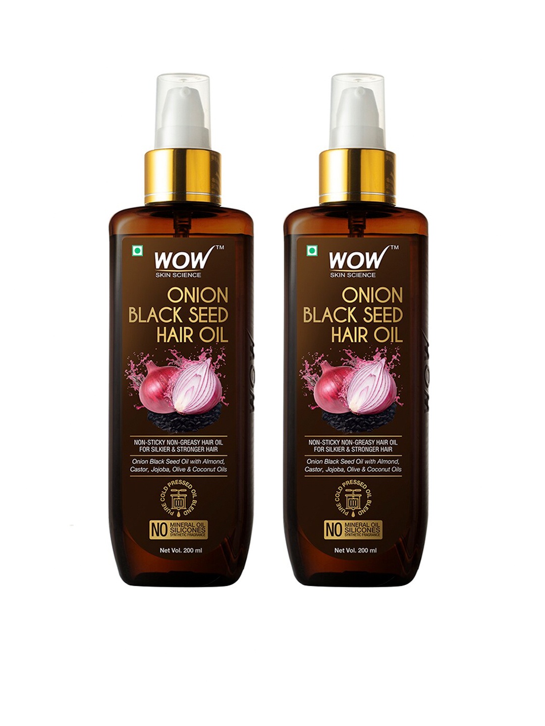 

WOW SKIN SCIENCE Set of 2 Onion Black Seed Hair Oil, Brown