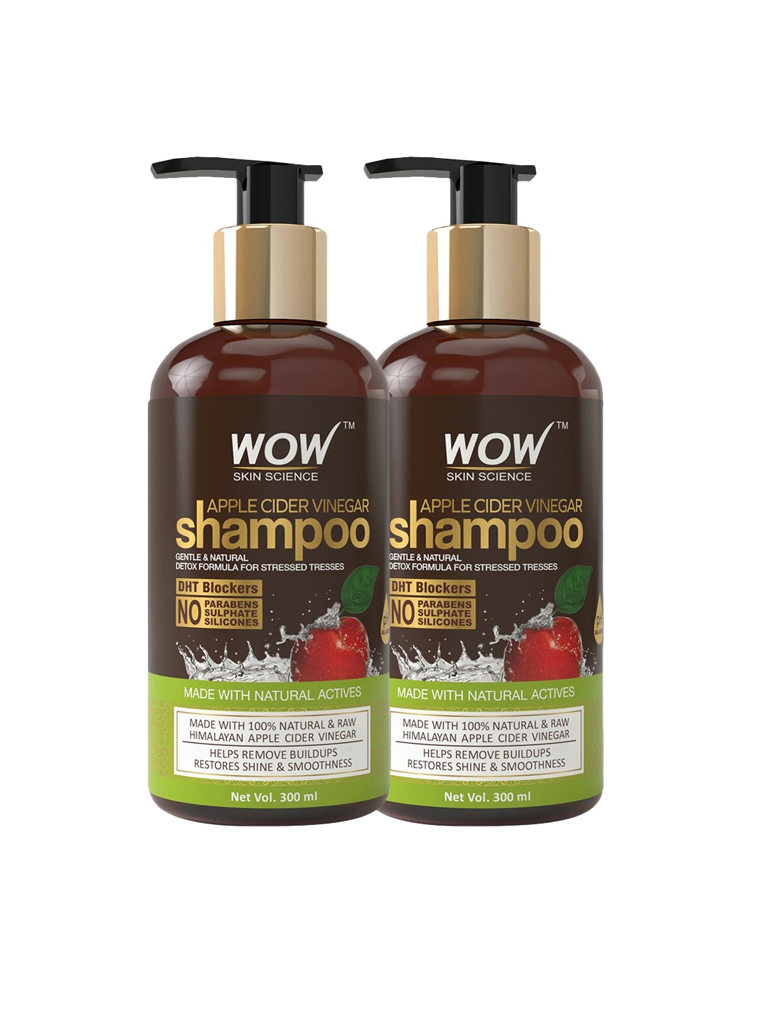 

WOW SKIN SCIENCE Set of 2 Apple Cider Vinegar Shampoo, Brown