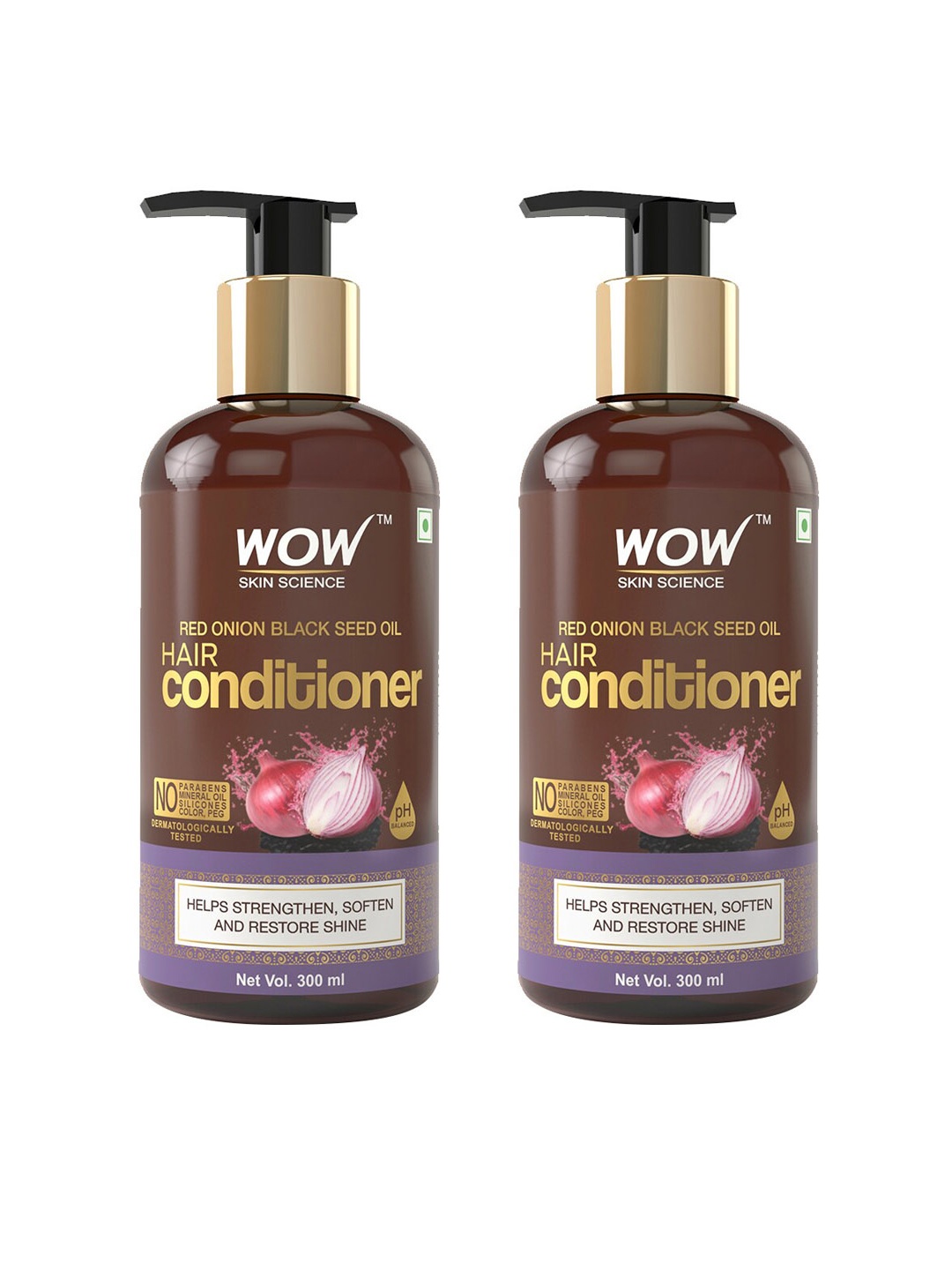 

WOW SKIN SCIENCE Set of 2 Red Onion Black Seed Oil Hair Conditioner, Brown