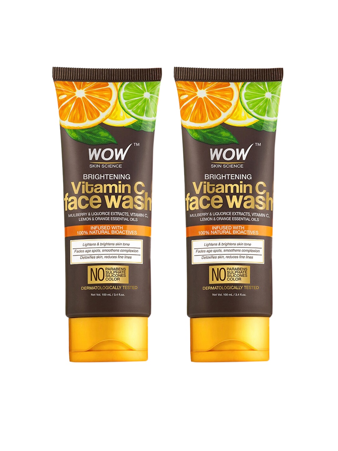 

WOW SKIN SCIENCE Set of 2 Brightening Vitamin C Face Wash, Brown