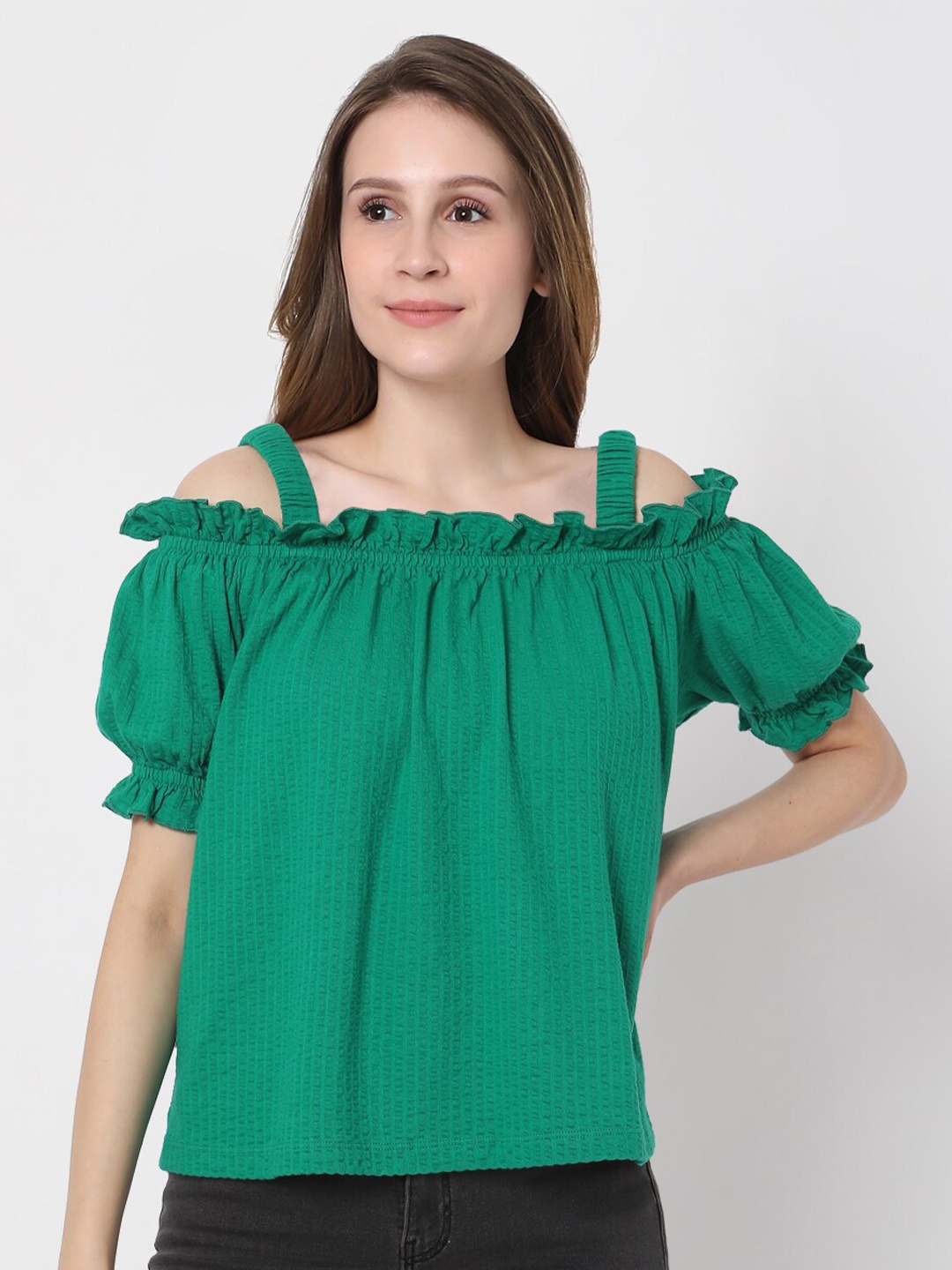 

Vero Moda Green Bardot Top