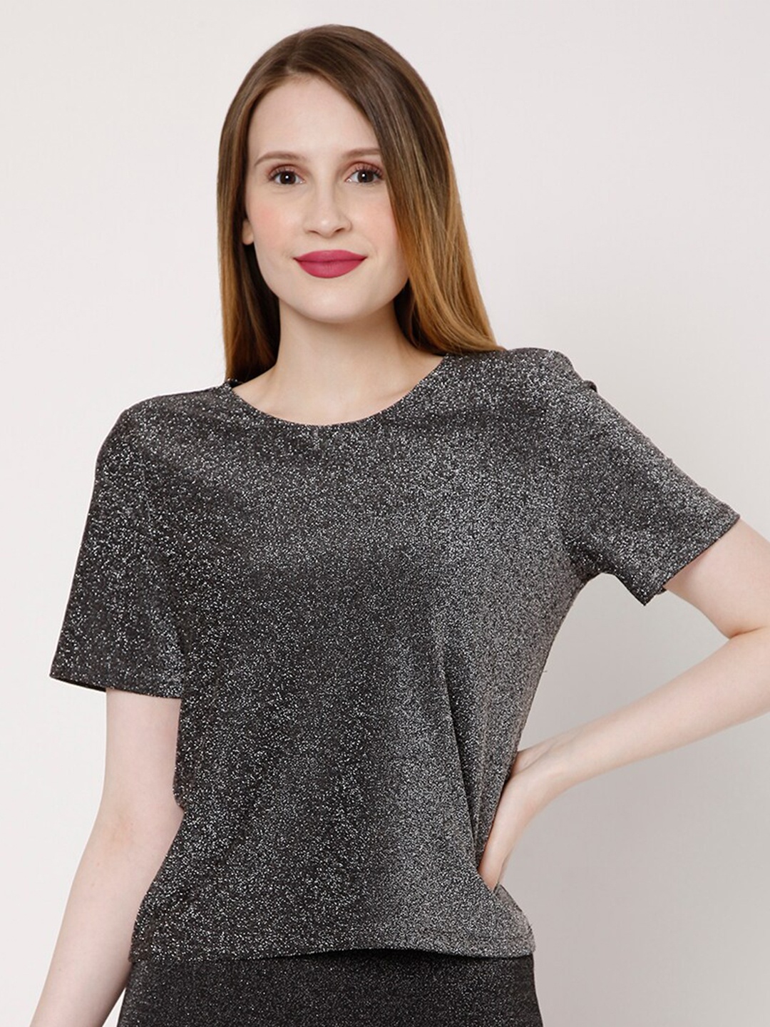 

Vero Moda Black Glitter Embellished Top