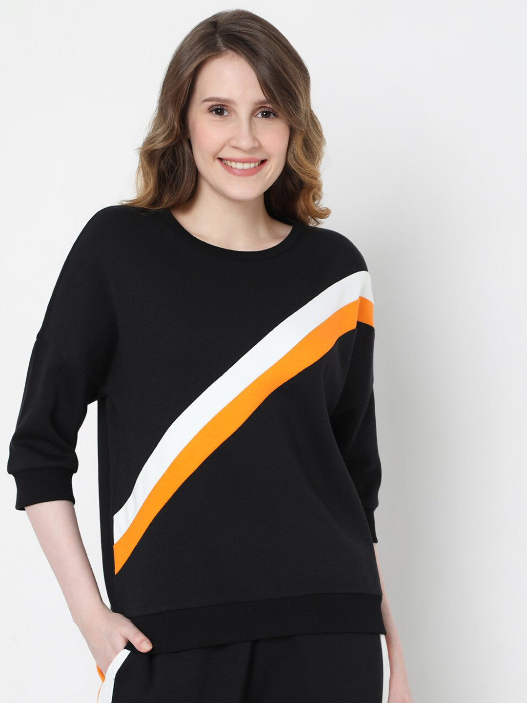 

Vero Moda Women Black Striped Sweatshirt