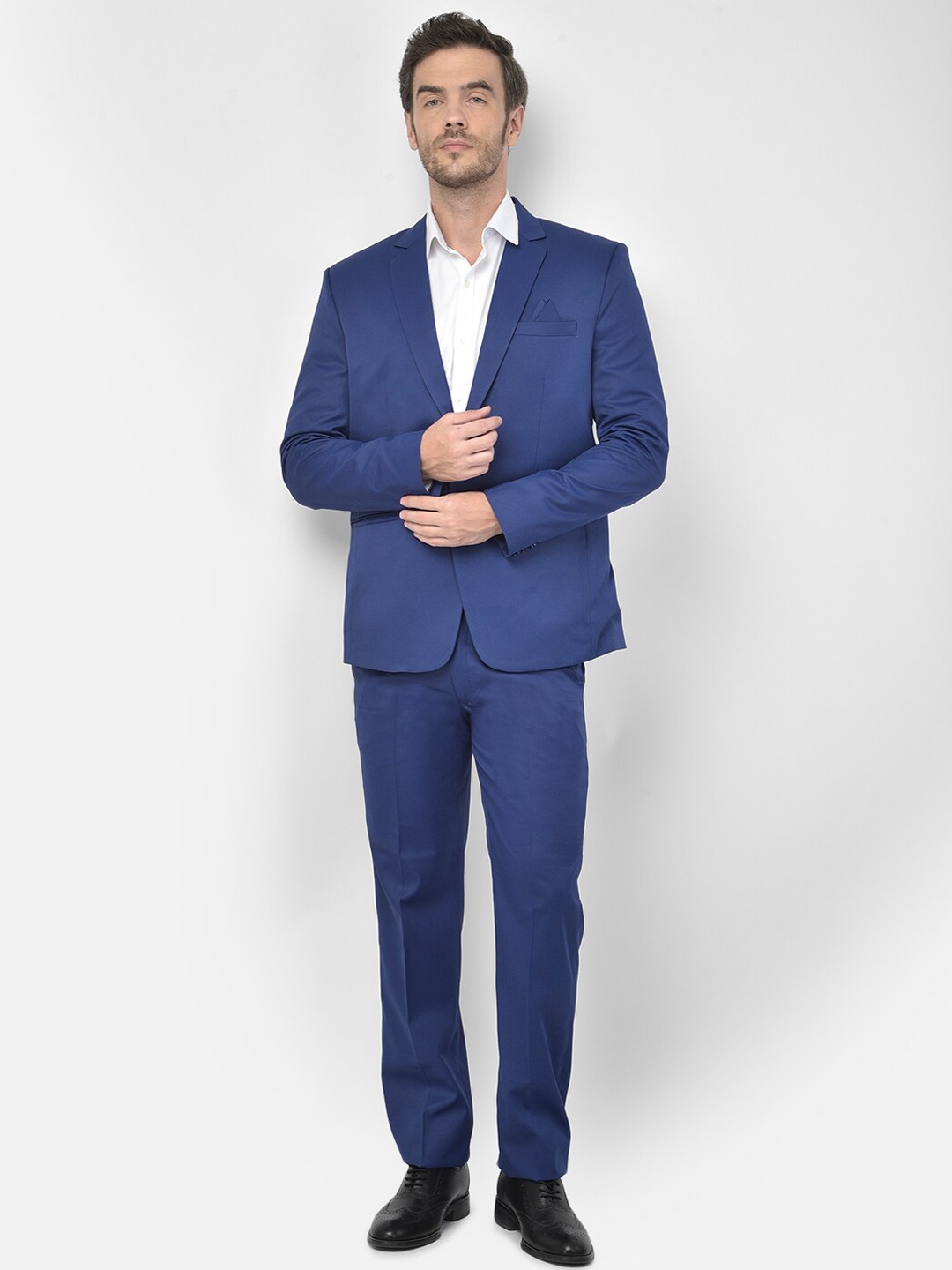 

SG RAJASAHAB Men Blue Solid Single-Breasted 2-Piece Formal Suit
