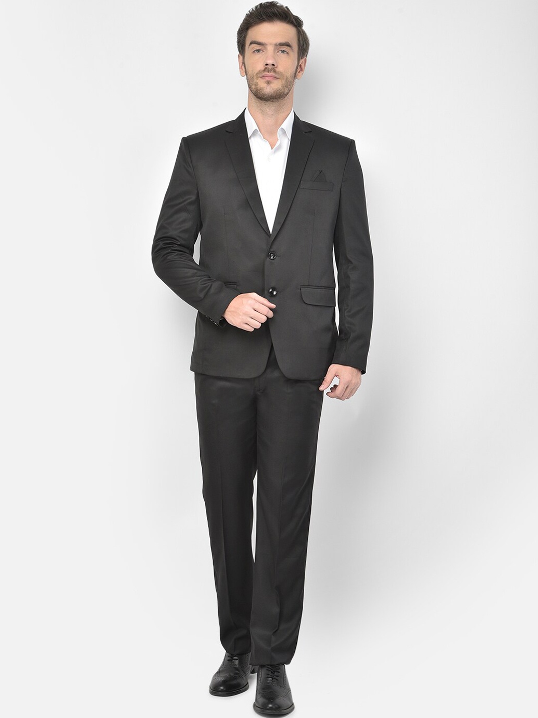 

SG RAJASAHAB Men Black Solid Single-Breasted Casual Suit