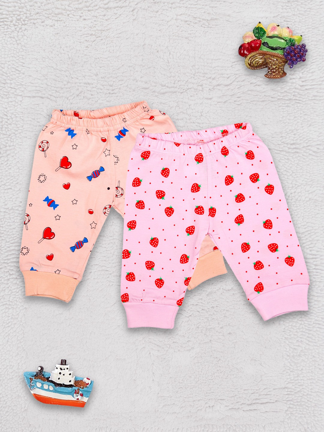 

MeeMee Girls Peach & Pink Pack Of 2 Printed Leggings