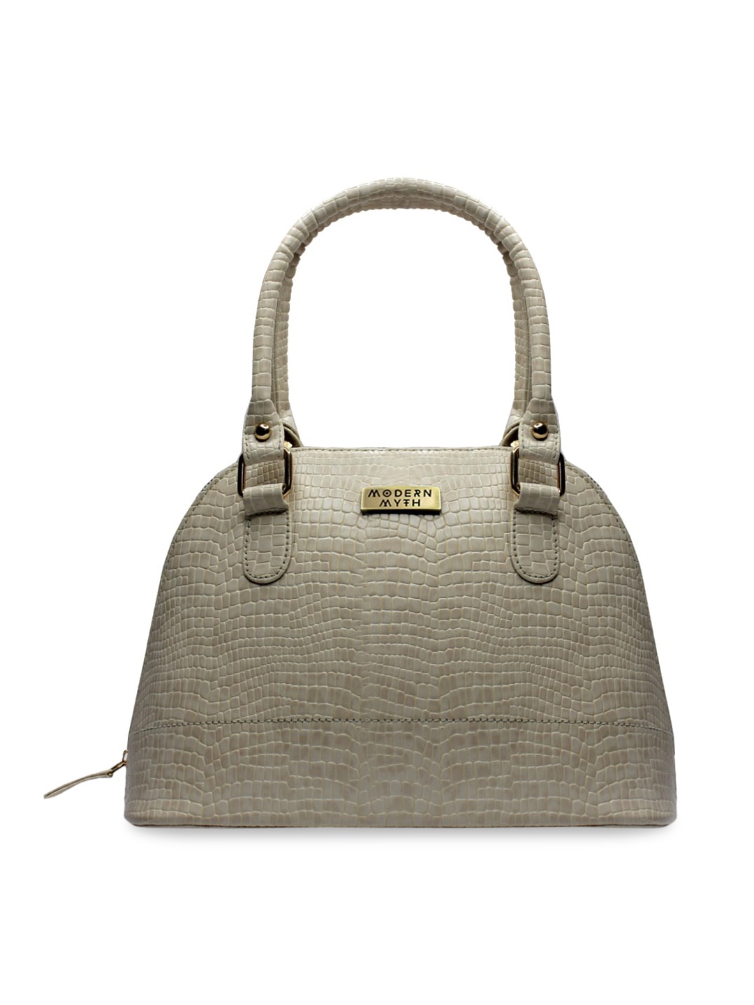 

MODERN MYTH Beige Textured Structured Handheld Bag