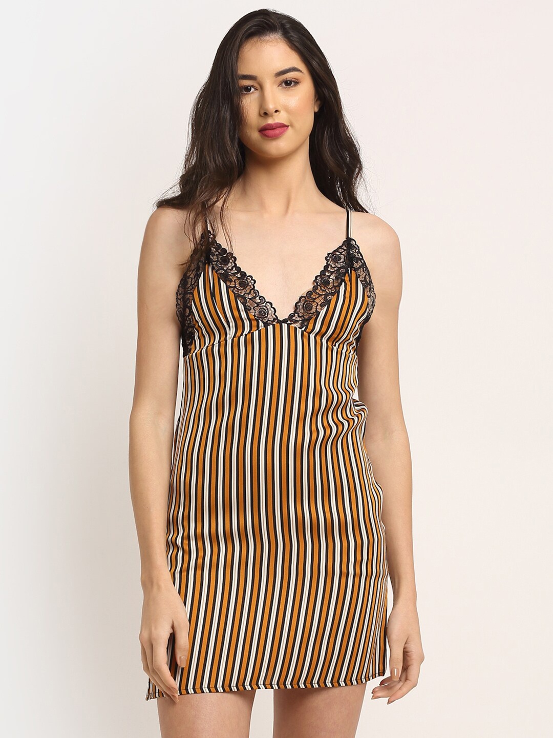 

EROTISSCH Brown Striped Nightdress