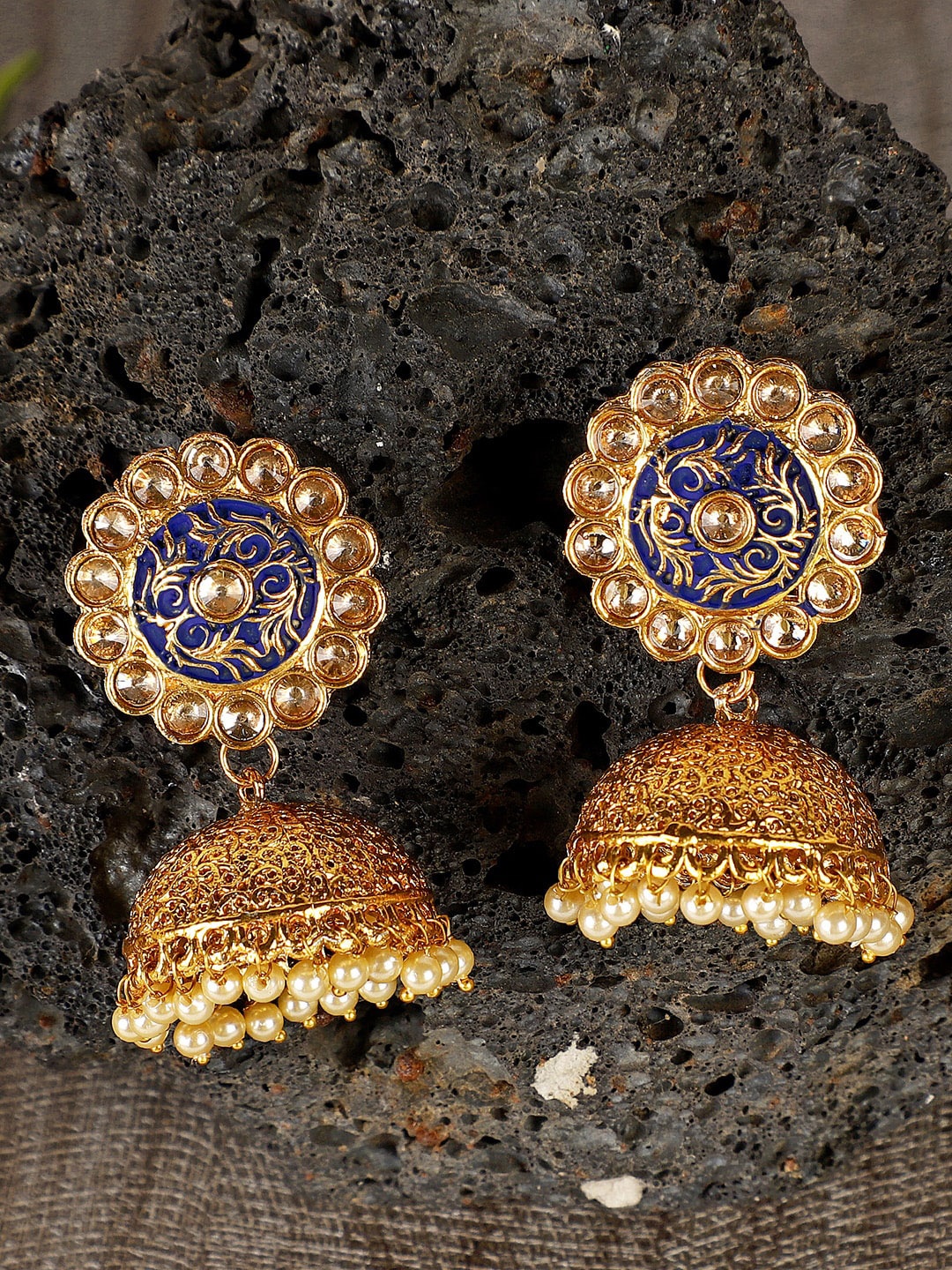

Shining Diva Blue Contemporary Jhumkas Earrings